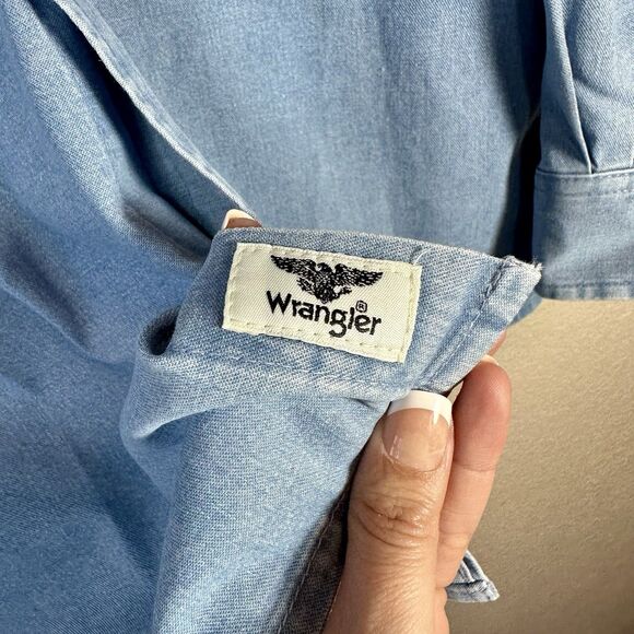 Wrangler Men’s Medium Denim Flex For Comfort Light Wash Long Sleeve Western - Picture 4 of 5